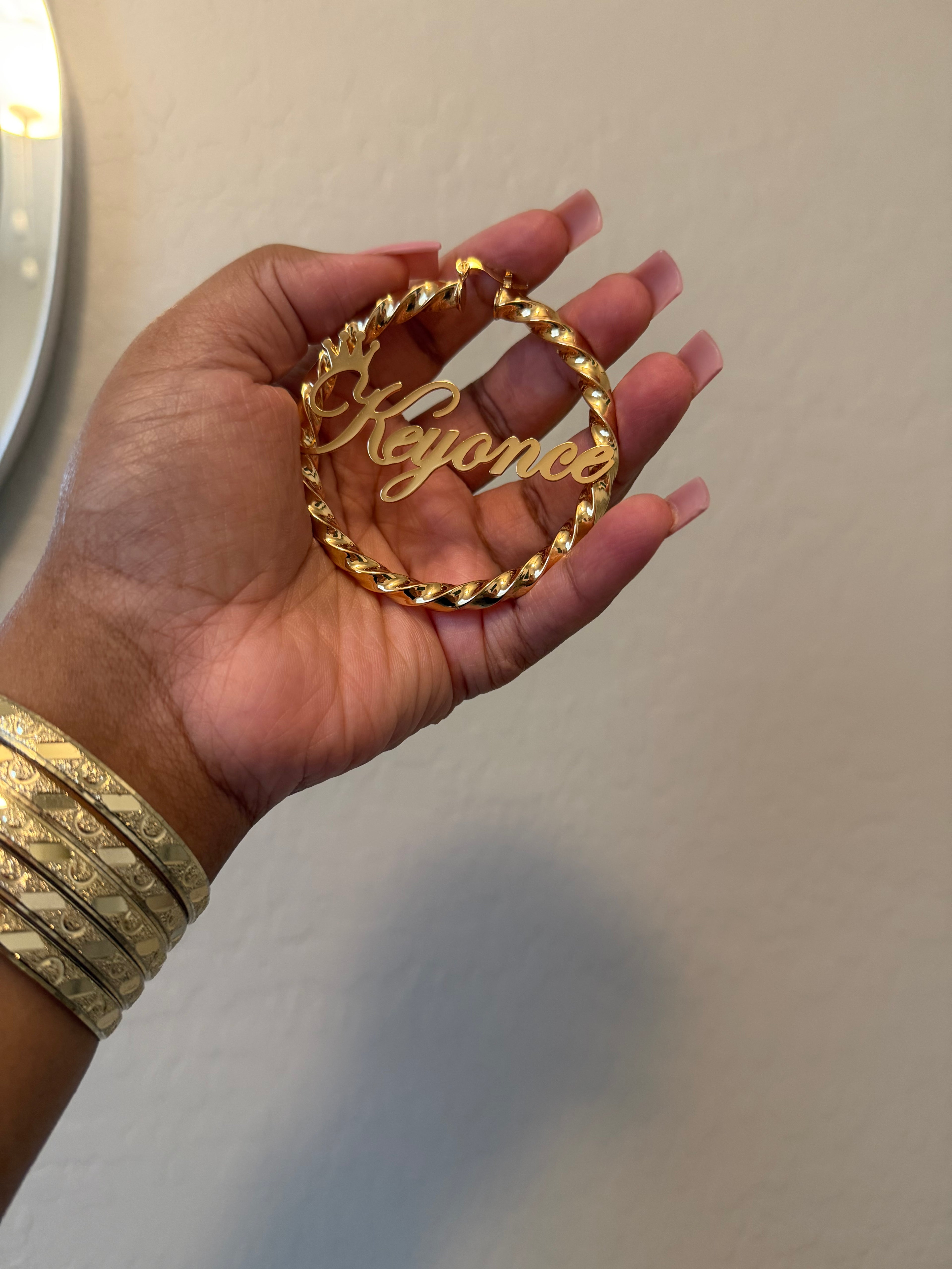 Crown Letter Hoops