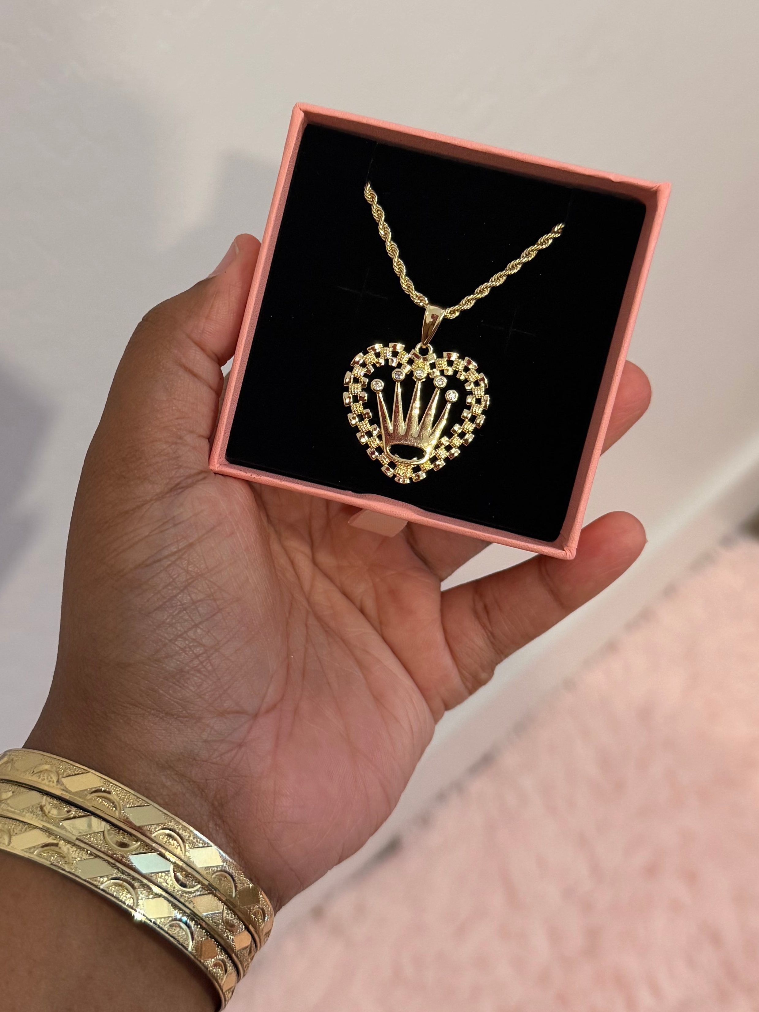 Heart Rolex Crown Necklace