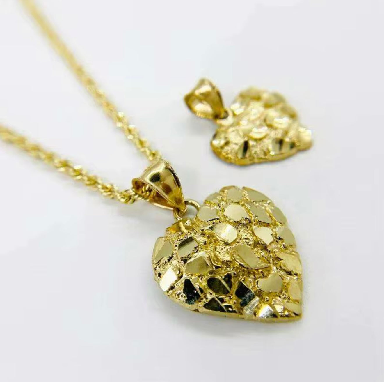 14K Nugget Heart Pendant