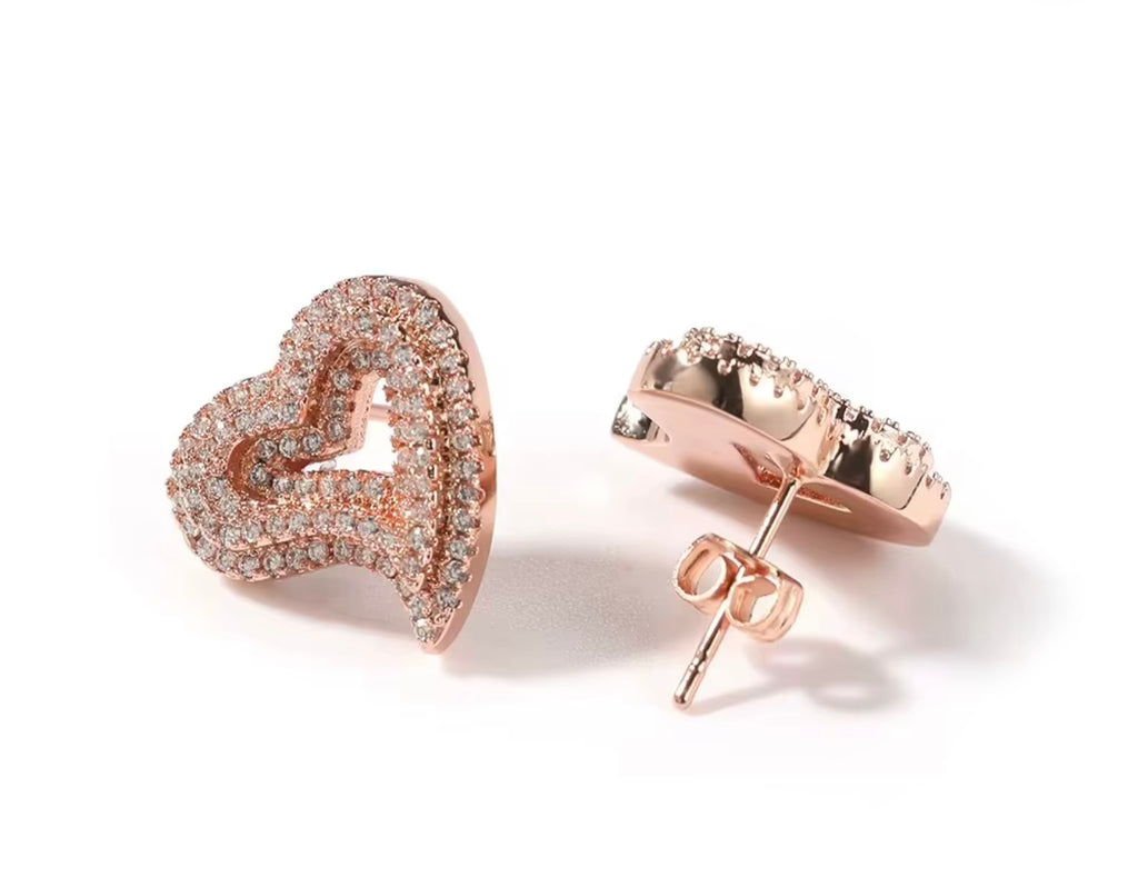 Iced Out Heart Earrings