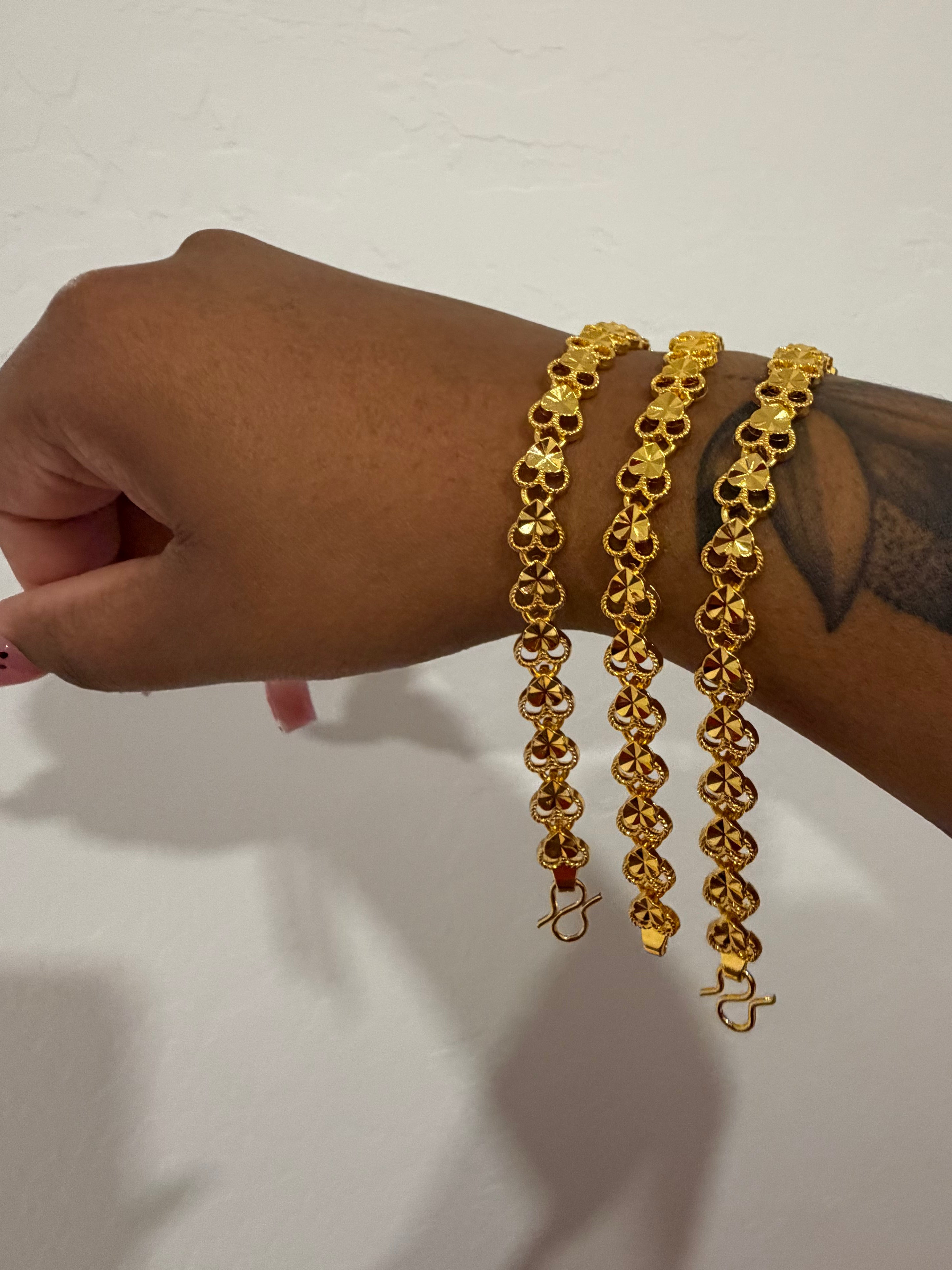 24K Gold Heart Bracelet