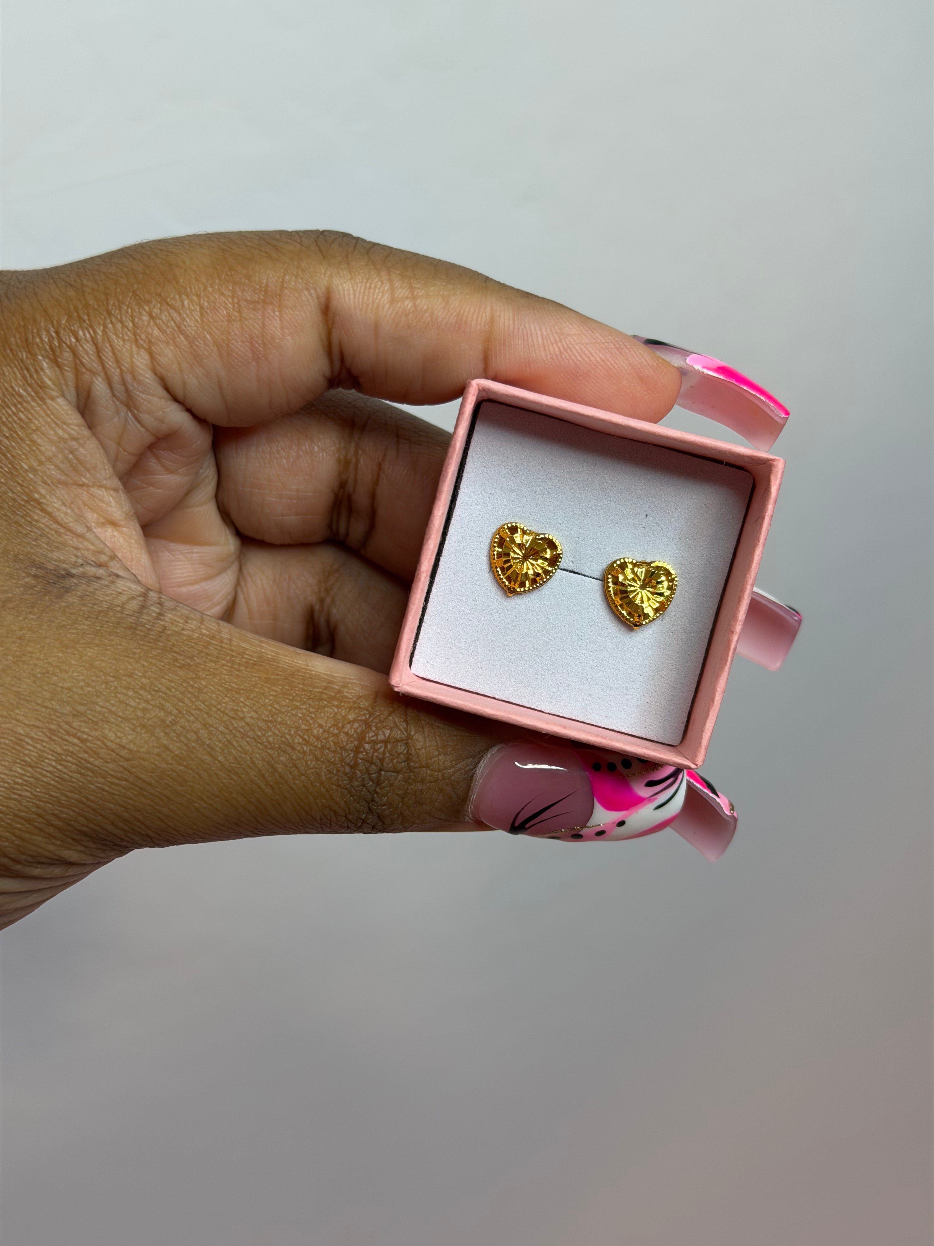 24K Gold Heart Earrings